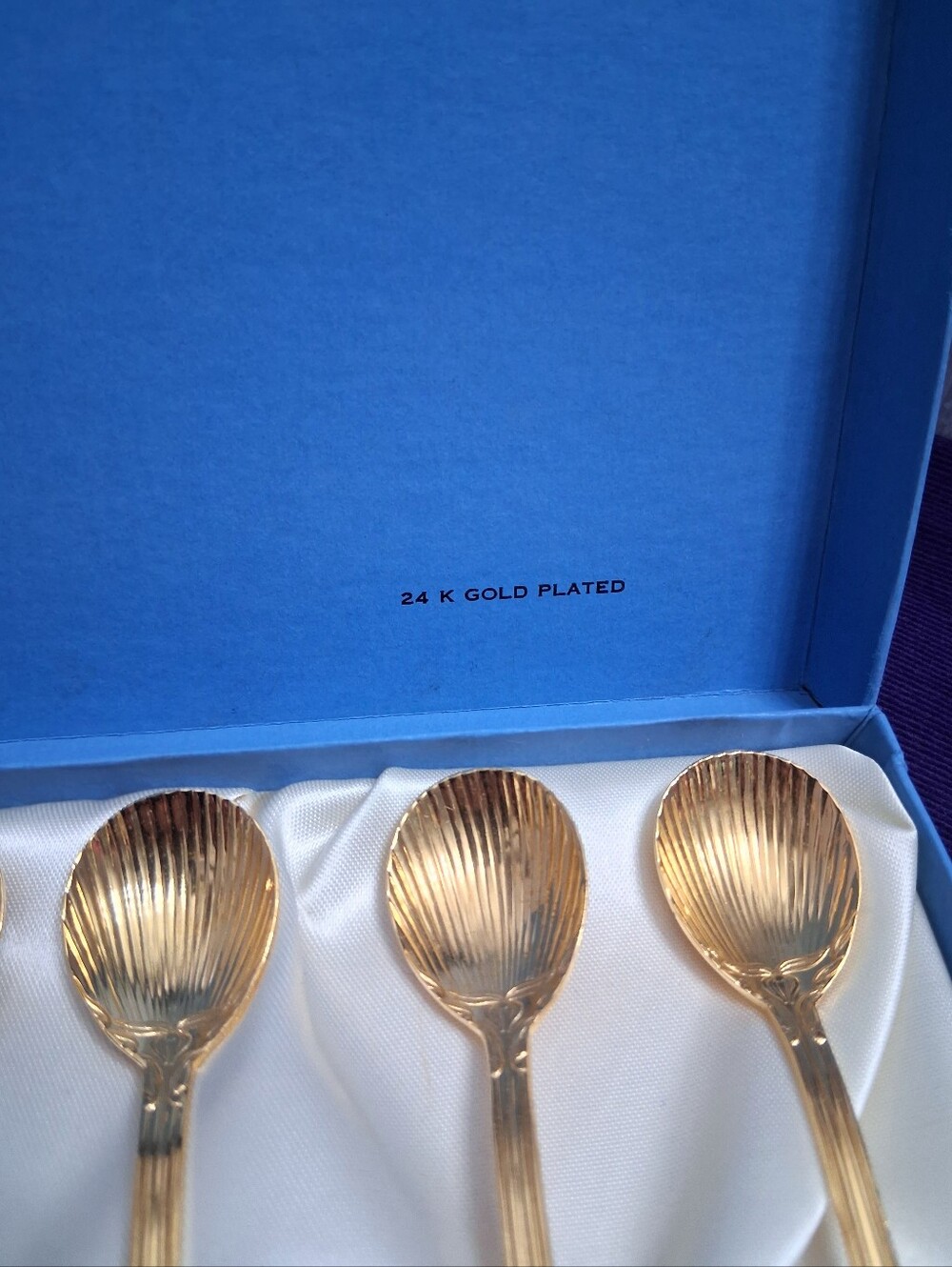 Vintage Janis 24K Gold Plated Long Spoons Iced Tea Cocktail Dessert Shell Shaped - Picture 4 of 15